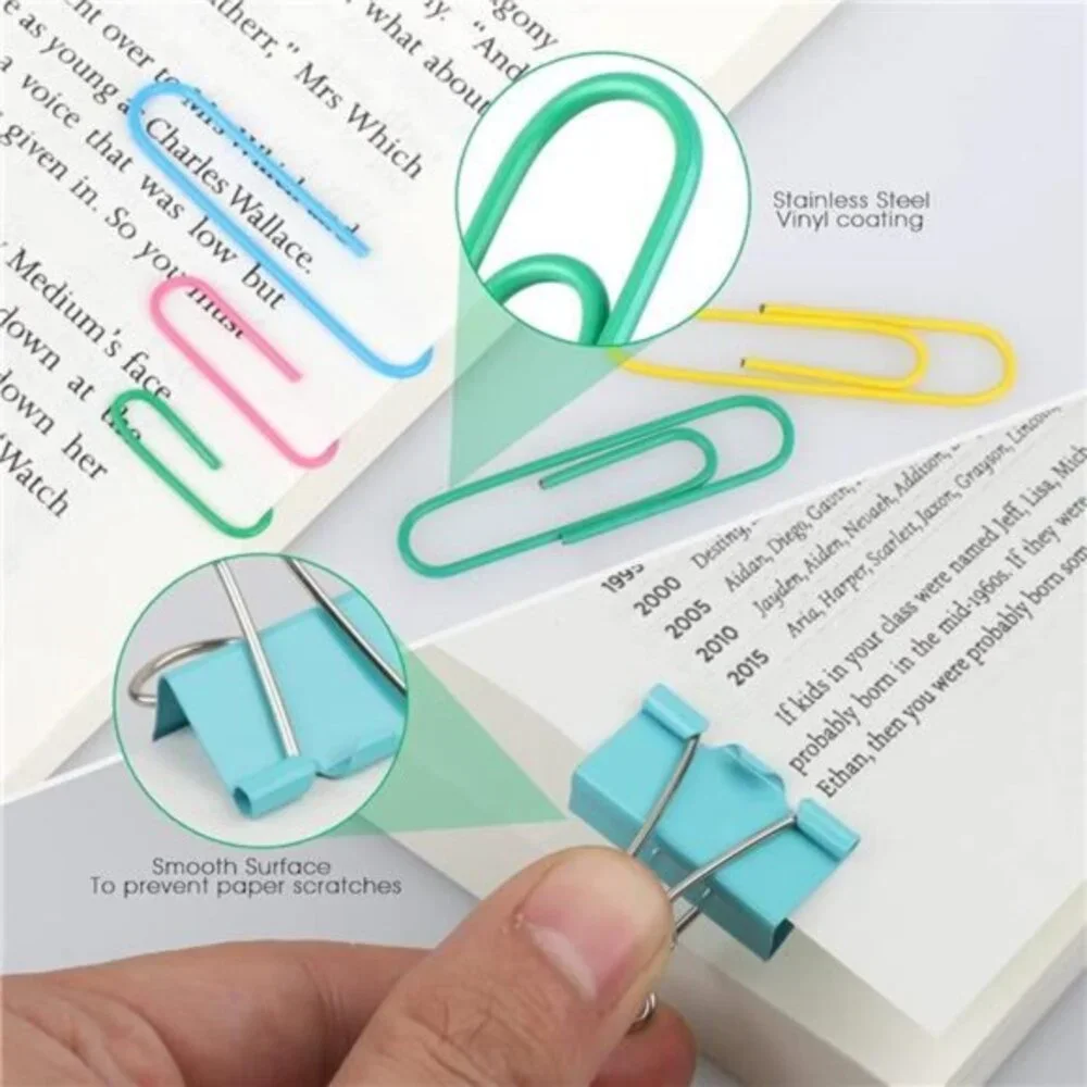 300‎ Pcs Paper Clips, Binder Clips and Rubber Bands, Office Supply Set